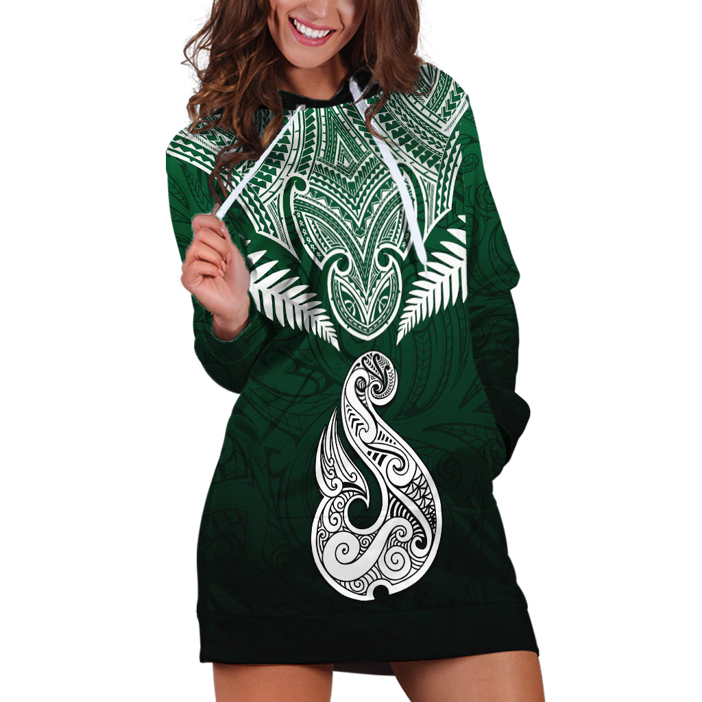 Personalised New Zealand Hoodie Dress Hei Matau Mix Silver Fern Basic - Vibe Hoodie Shop