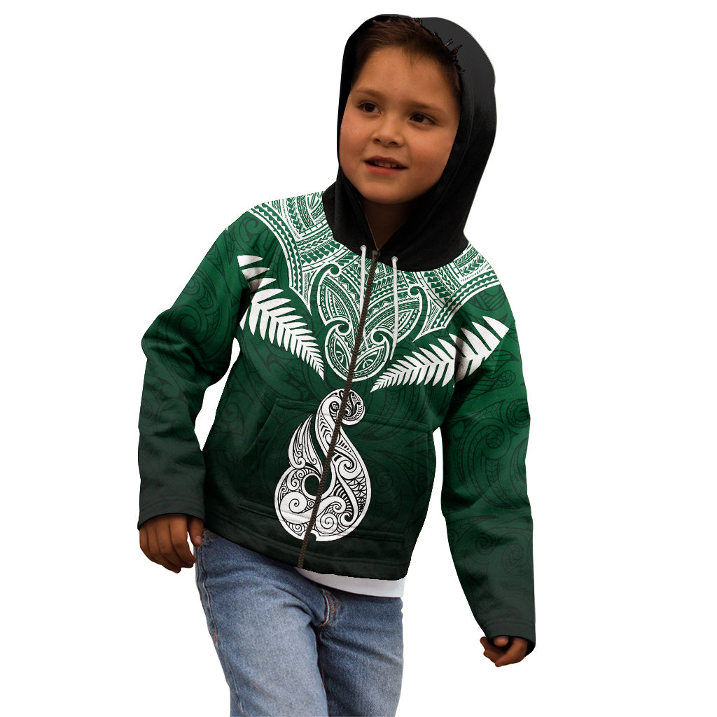 Personalised New Zealand Kid Hoodie Hei Matau Mix Silver Fern Basic - Vibe Hoodie Shop