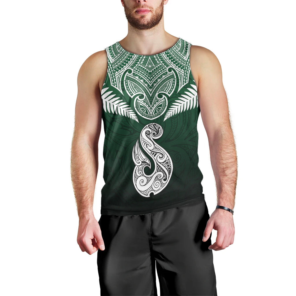 Personalised New Zealand Men Tank Top Hei Matau Mix Silver Fern Basic - Vibe Hoodie Shop