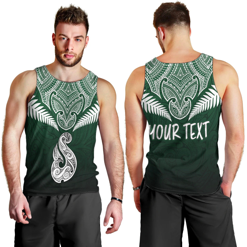 Personalised New Zealand Men Tank Top Hei Matau Mix Silver Fern Basic - Vibe Hoodie Shop