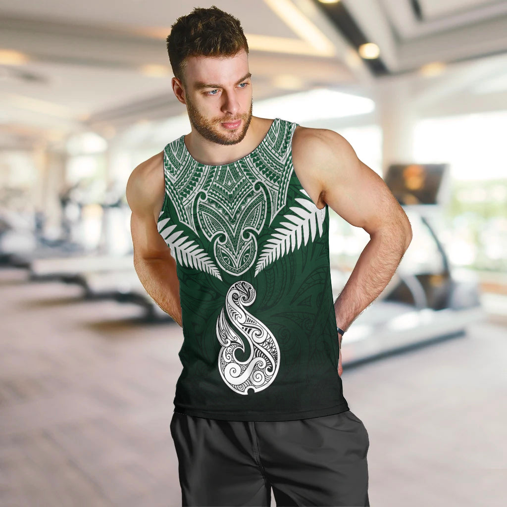 Personalised New Zealand Men Tank Top Hei Matau Mix Silver Fern Basic - Vibe Hoodie Shop