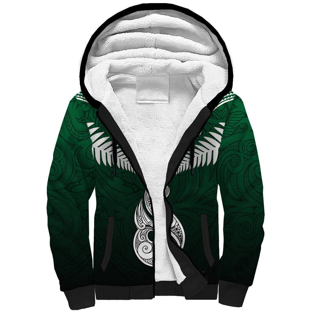 Personalised New Zealand Sherpa Hoodie Hei Matau Mix Silver Fern Basic - Vibe Hoodie Shop