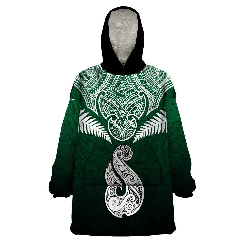 Personalised New Zealand Wearable Blanket Hoodie Hei Matau Mix Silver Fern Basic - Vibe Hoodie Shop