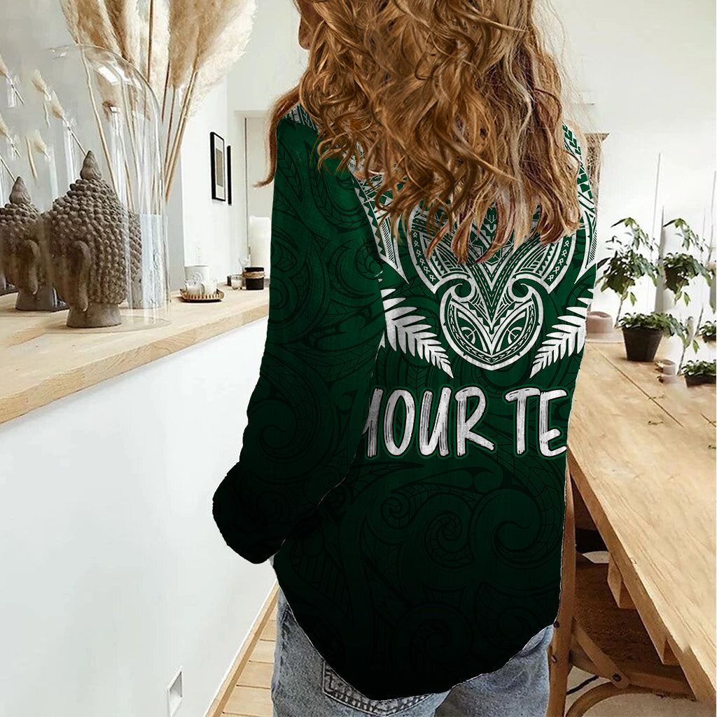 Personalised New Zealand Women Casual Shirt Hei Matau Mix Silver Fern Basic - Vibe Hoodie Shop