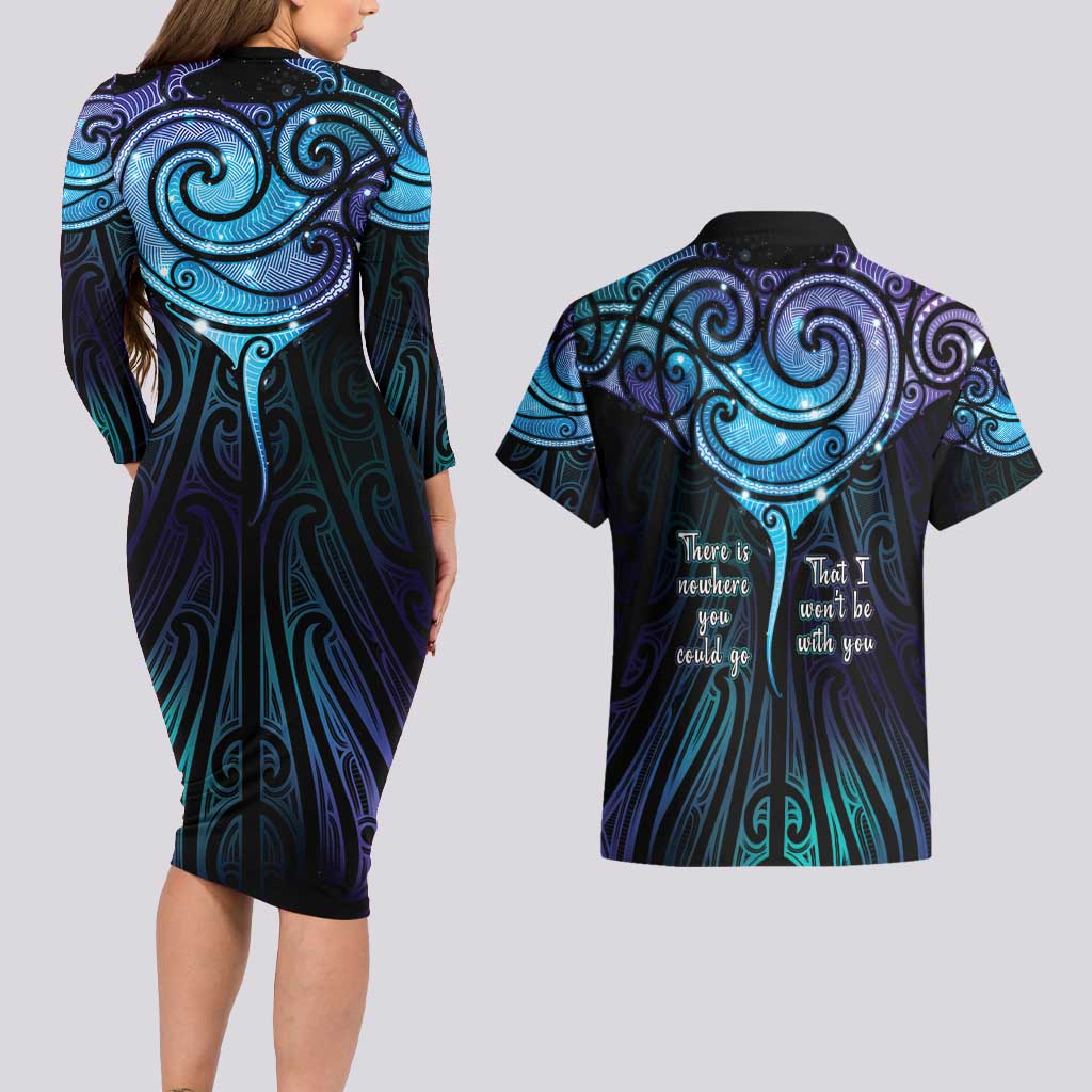 Aotearoa Maori Te Whai Rahi Couples Matching Long Sleeve Bodycon Dress and Hawaiian Shirt Tala - Nowhere You Could Go That I Won't Be With You - Vibe Hoodie
