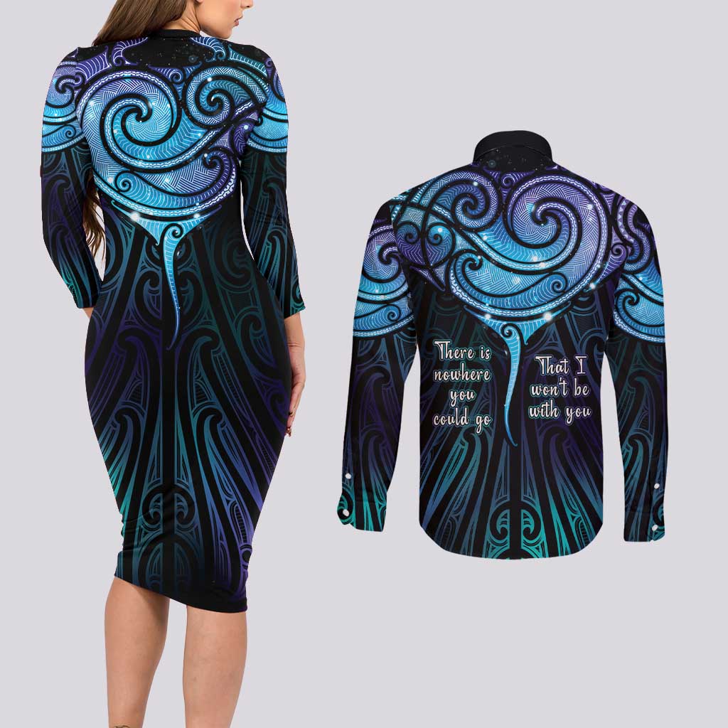 Aotearoa Maori Te Whai Rahi Couples Matching Long Sleeve Bodycon Dress and Long Sleeve Button Shirt Tala - Nowhere You Could Go That I Won't Be With You - Vibe Hoodie