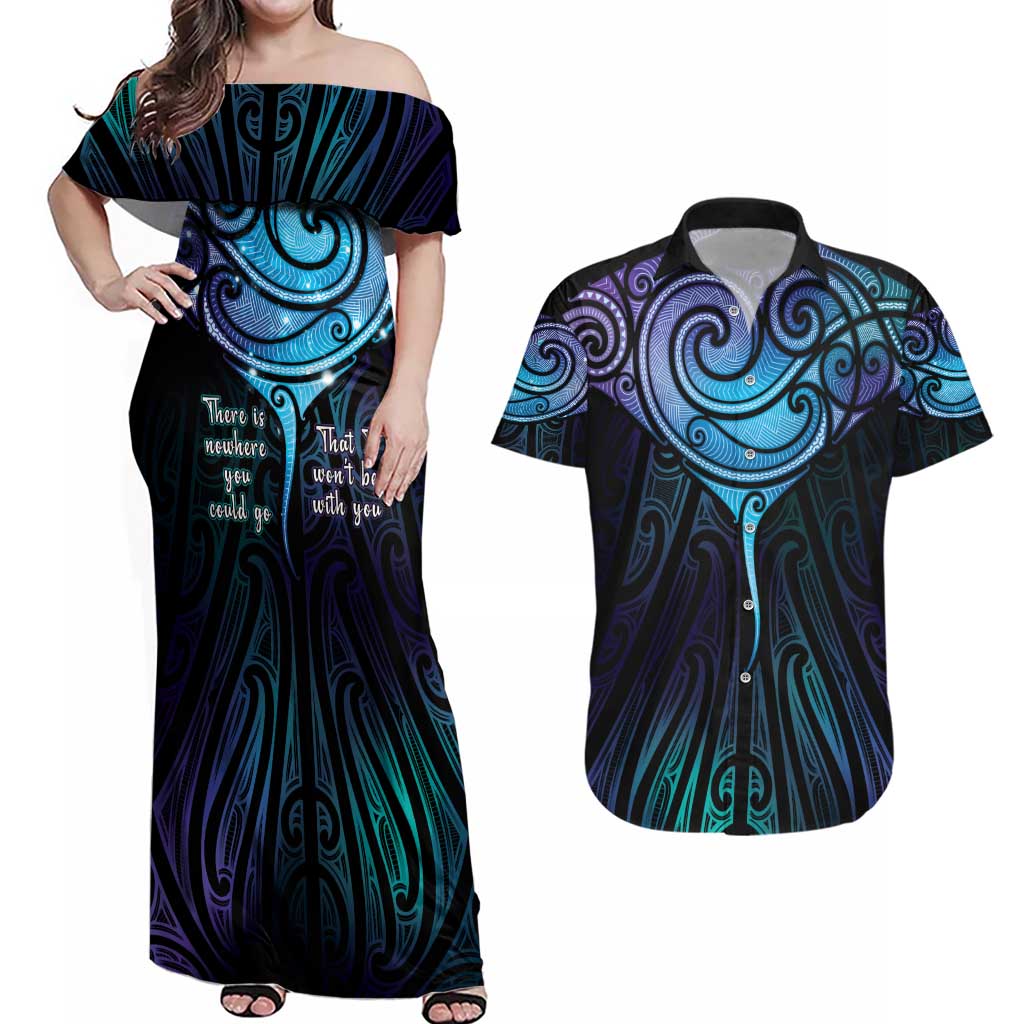 Aotearoa Maori Te Whai Rahi Couples Matching Off Shoulder Maxi Dress and Hawaiian Shirt Tala - Nowhere You Could Go That I Won't Be With You - Vibe Hoodie