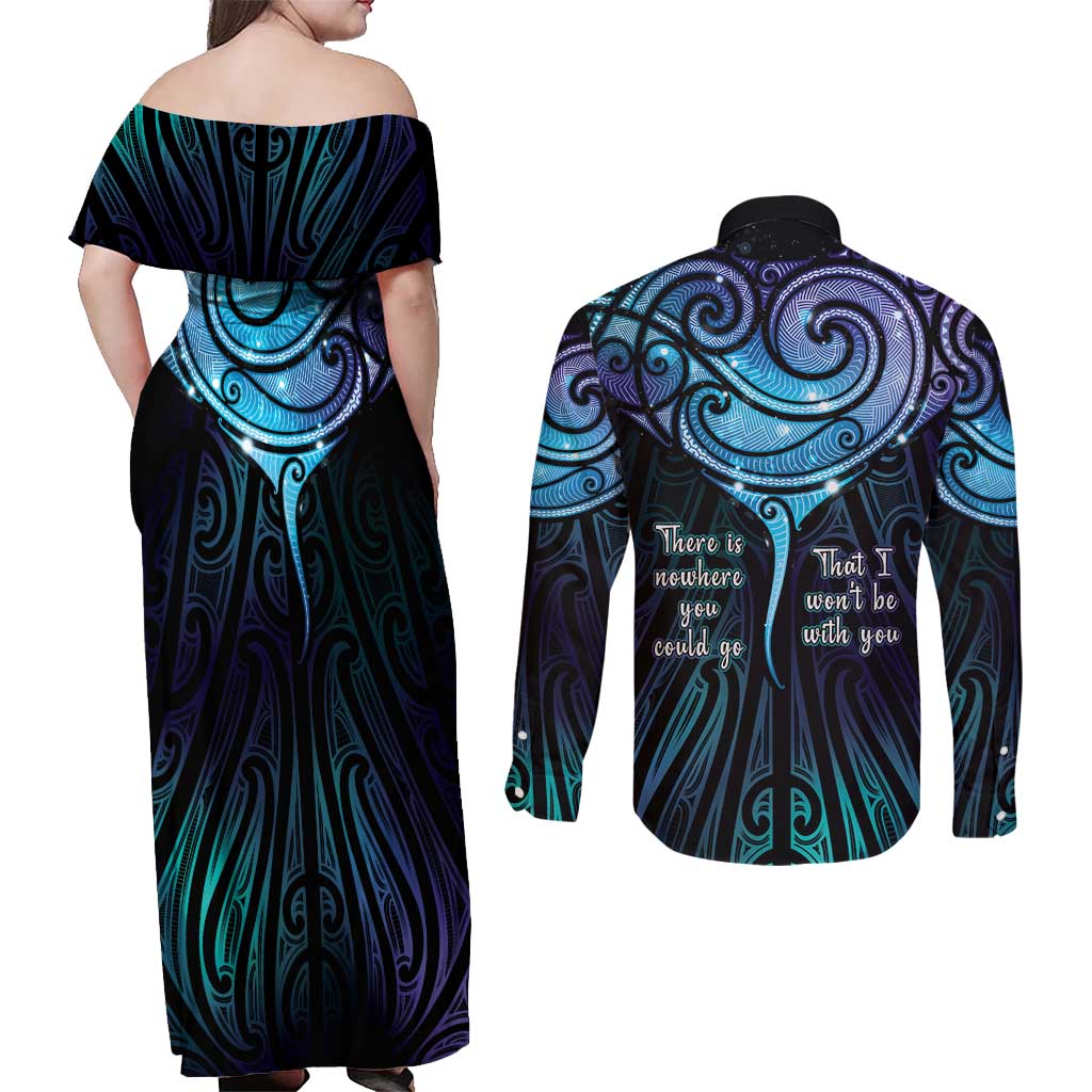Aotearoa Maori Te Whai Rahi Couples Matching Off Shoulder Maxi Dress and Long Sleeve Button Shirt Tala - Nowhere You Could Go That I Won't Be With You - Vibe Hoodie