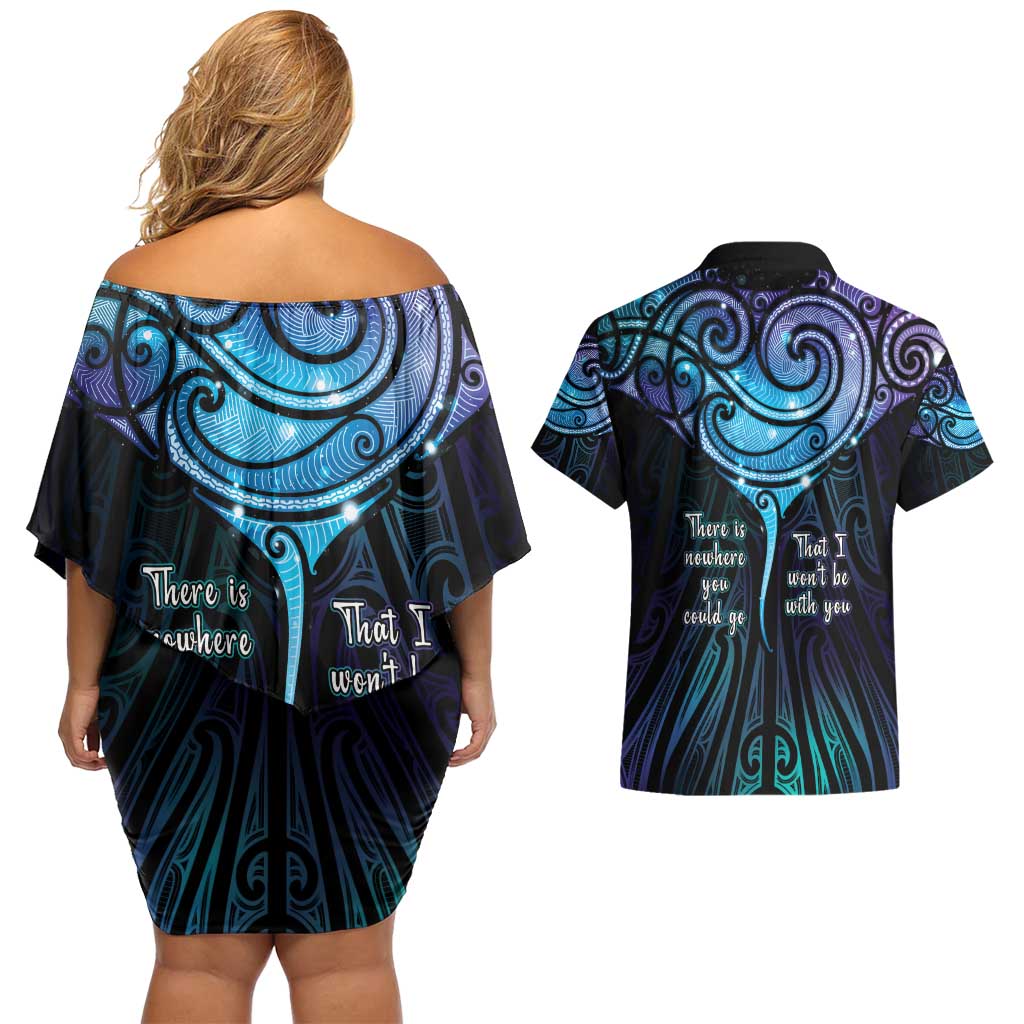 Aotearoa Maori Te Whai Rahi Couples Matching Off Shoulder Short Dress and Hawaiian Shirt Tala - Nowhere You Could Go That I Won't Be With You - Vibe Hoodie