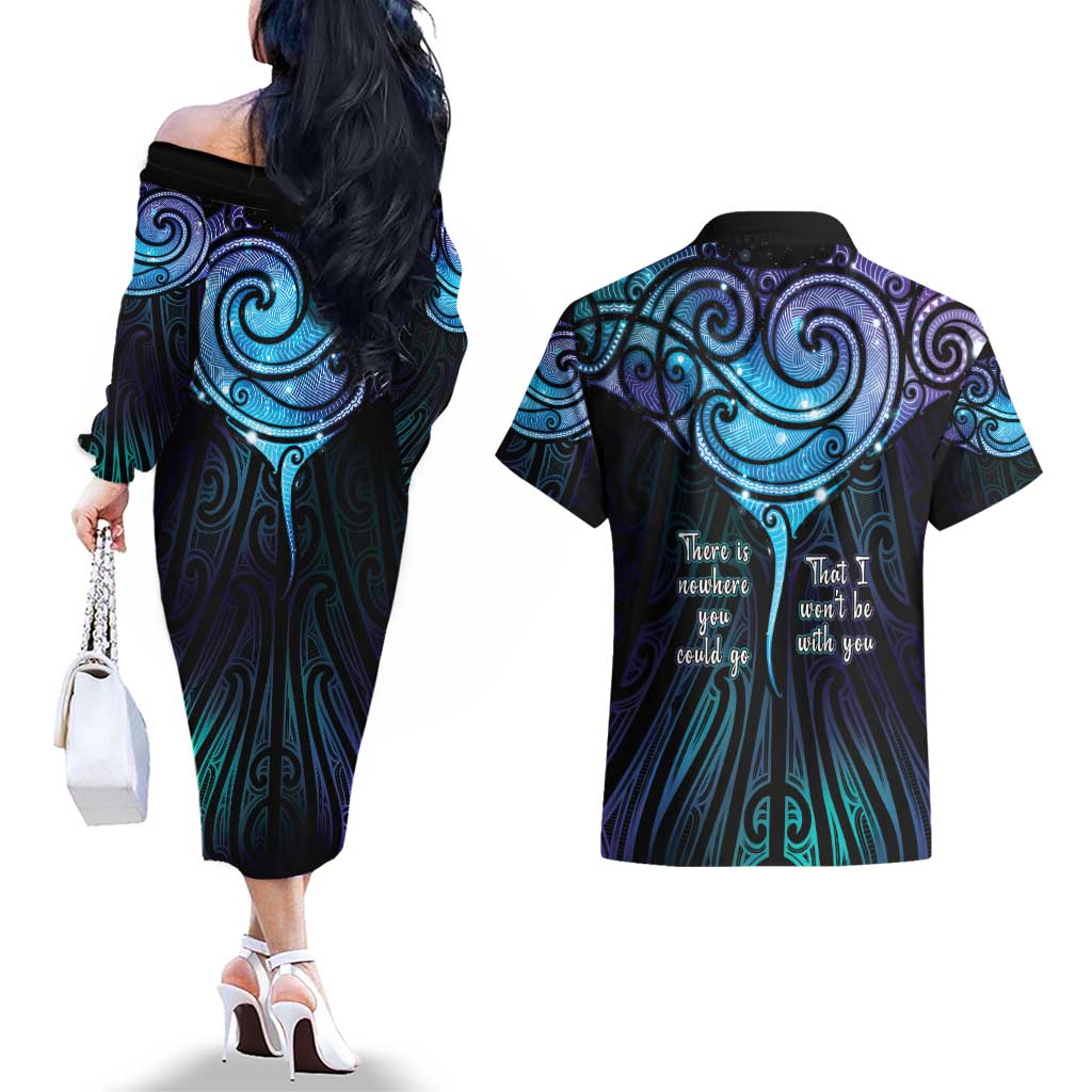 Aotearoa Maori Te Whai Rahi Couples Matching Off The Shoulder Long Sleeve Dress and Hawaiian Shirt Tala - Nowhere You Could Go That I Won't Be With You - Vibe Hoodie