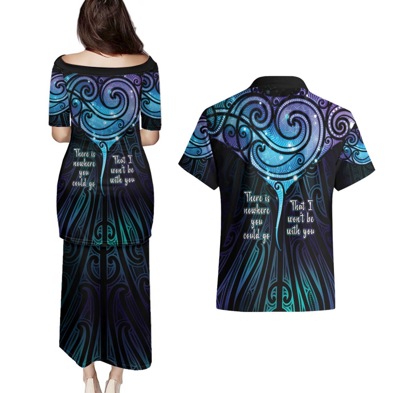 Aotearoa Maori Te Whai Rahi Couples Matching Puletasi and Hawaiian Shirt Tala - Nowhere You Could Go That I Won't Be With You - Vibe Hoodie