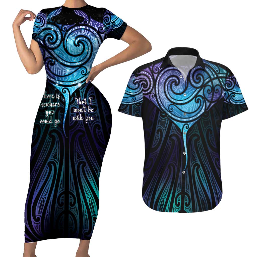 Aotearoa Maori Te Whai Rahi Couples Matching Short Sleeve Bodycon Dress and Hawaiian Shirt Tala - Nowhere You Could Go That I Won't Be With You - Vibe Hoodie