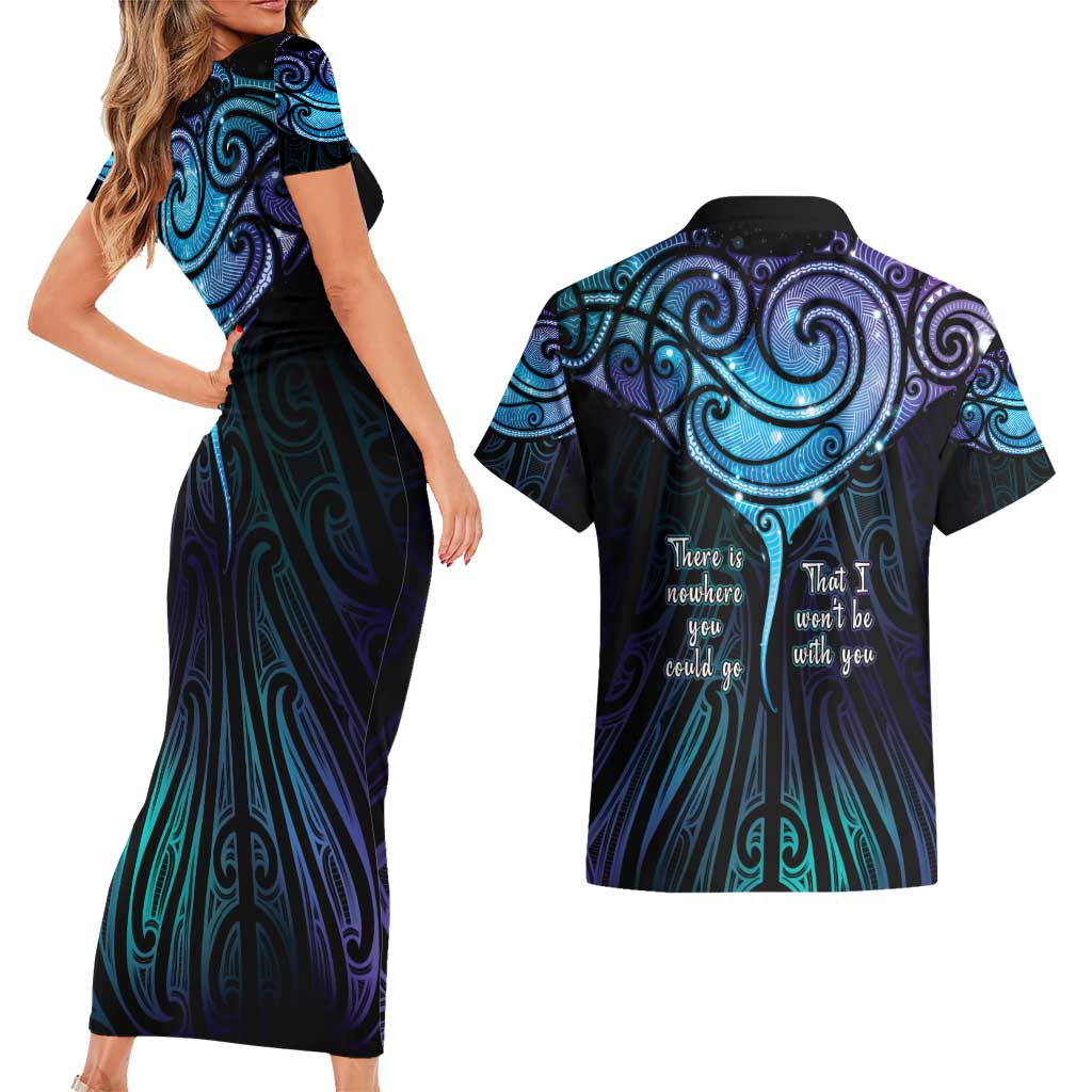 Aotearoa Maori Te Whai Rahi Couples Matching Short Sleeve Bodycon Dress and Hawaiian Shirt Tala - Nowhere You Could Go That I Won't Be With You - Vibe Hoodie