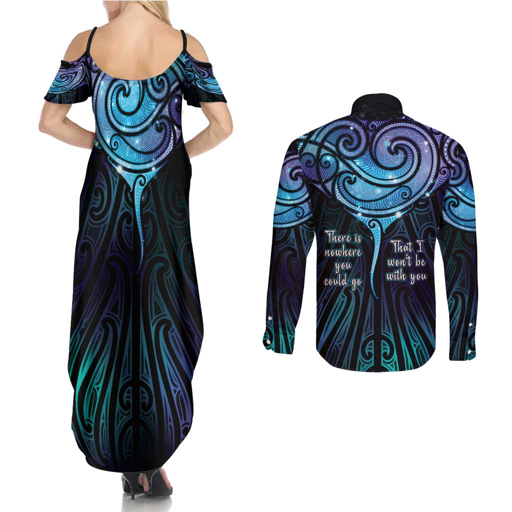 Aotearoa Maori Te Whai Rahi Couples Matching Summer Maxi Dress and Long Sleeve Button Shirt Tala - Nowhere You Could Go That I Won't Be With You - Vibe Hoodie