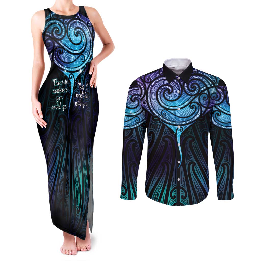 Aotearoa Maori Te Whai Rahi Couples Matching Tank Maxi Dress and Long Sleeve Button Shirt Tala - Nowhere You Could Go That I Won't Be With You - Vibe Hoodie
