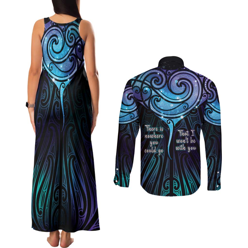 Aotearoa Maori Te Whai Rahi Couples Matching Tank Maxi Dress and Long Sleeve Button Shirt Tala - Nowhere You Could Go That I Won't Be With You - Vibe Hoodie