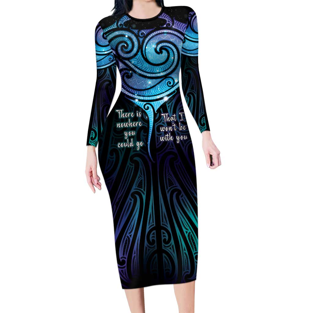 Aotearoa Maori Te Whai Rahi Family Matching Long Sleeve Bodycon Dress and Hawaiian Shirt Tala - Nowhere You Could Go That I Won't Be With You - Vibe Hoodie