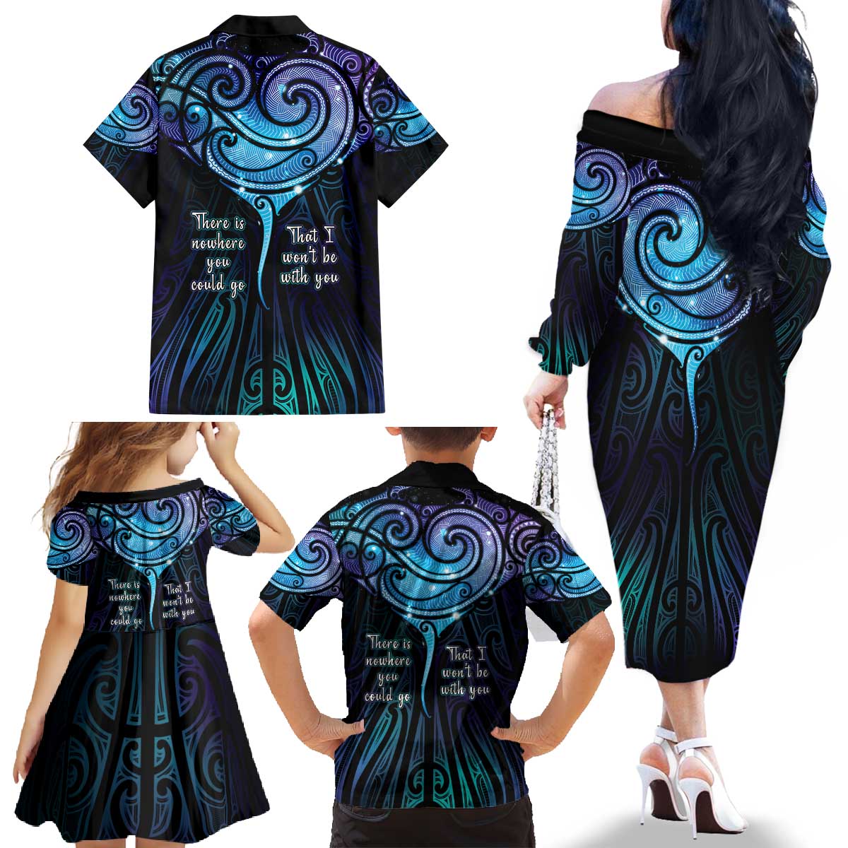 Aotearoa Maori Te Whai Rahi Family Matching Off The Shoulder Long Sleeve Dress and Hawaiian Shirt Tala - Nowhere You Could Go That I Won't Be With You - Vibe Hoodie