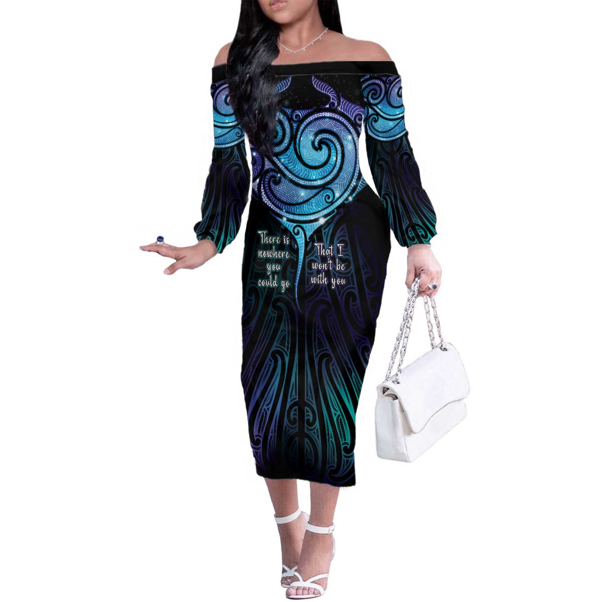 Aotearoa Maori Te Whai Rahi Family Matching Off The Shoulder Long Sleeve Dress and Hawaiian Shirt Tala - Nowhere You Could Go That I Won't Be With You - Vibe Hoodie