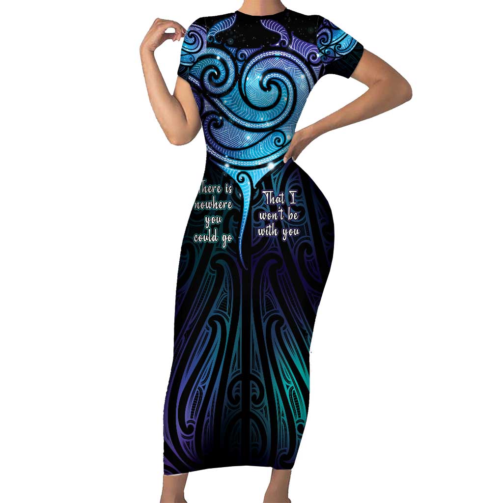 Aotearoa Maori Te Whai Rahi Short Sleeve Bodycon Dress Tala - Nowhere You Could Go That I Won't Be With You - Vibe Hoodie