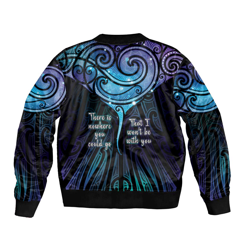 Aotearoa Maori Te Whai Rahi Sleeve Zip Bomber Jacket Tala - Nowhere You Could Go That I Won't Be With You - Vibe Hoodie