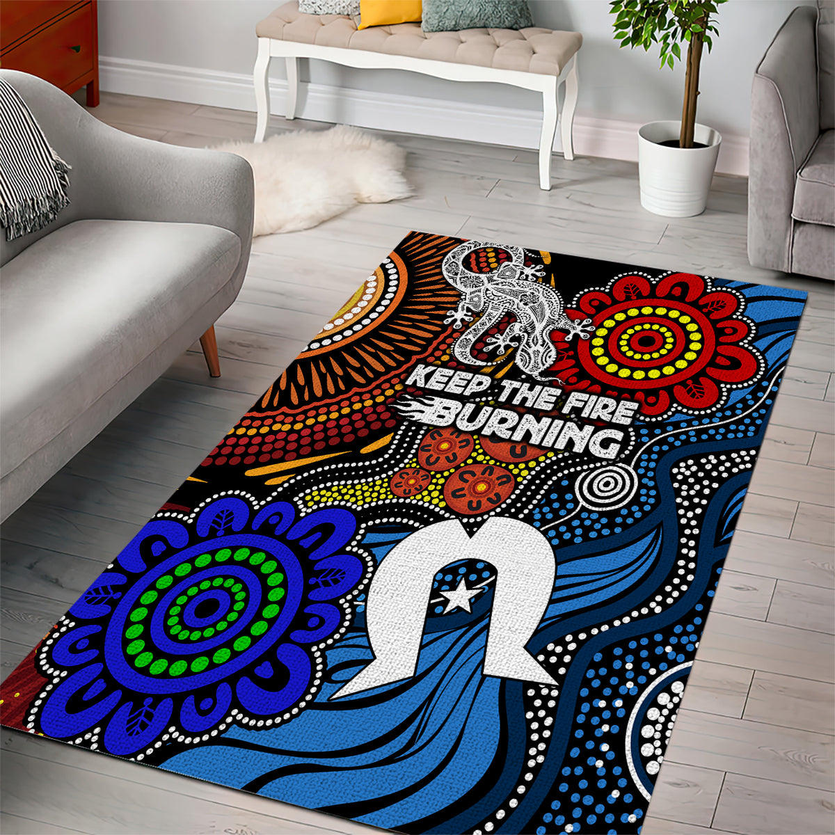 NAIDOC Week 2024 Indigenous Area Rug Keep The Fire Burning - Vibe Hoodie Shop