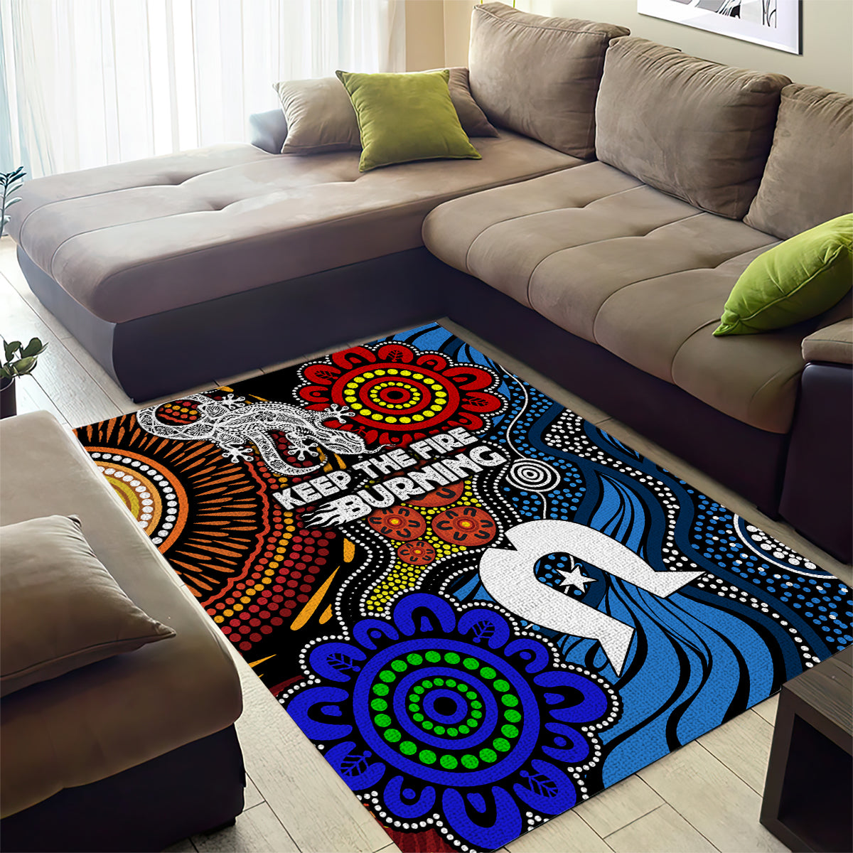 NAIDOC Week 2024 Indigenous Area Rug Keep The Fire Burning - Vibe Hoodie Shop