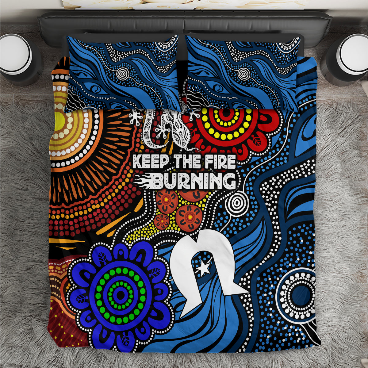 NAIDOC Week 2024 Indigenous Bedding Set Keep The Fire Burning - Vibe Hoodie Shop