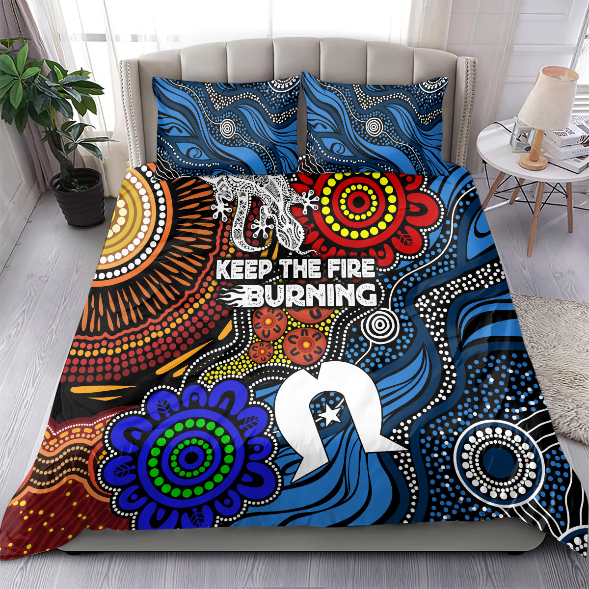 NAIDOC Week 2024 Indigenous Bedding Set Keep The Fire Burning - Vibe Hoodie Shop