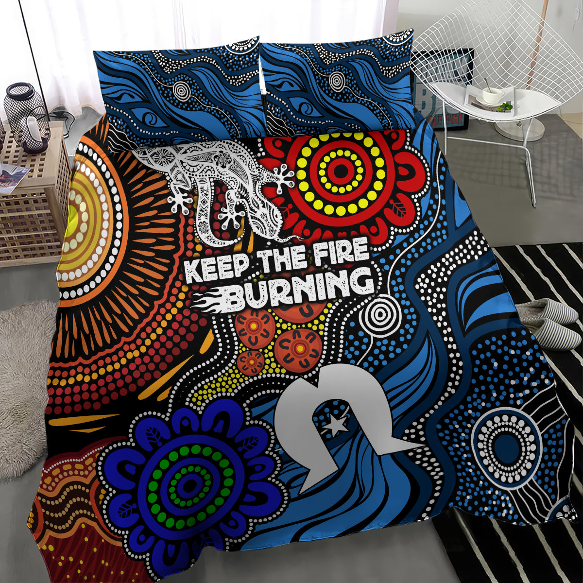 NAIDOC Week 2024 Indigenous Bedding Set Keep The Fire Burning - Vibe Hoodie Shop