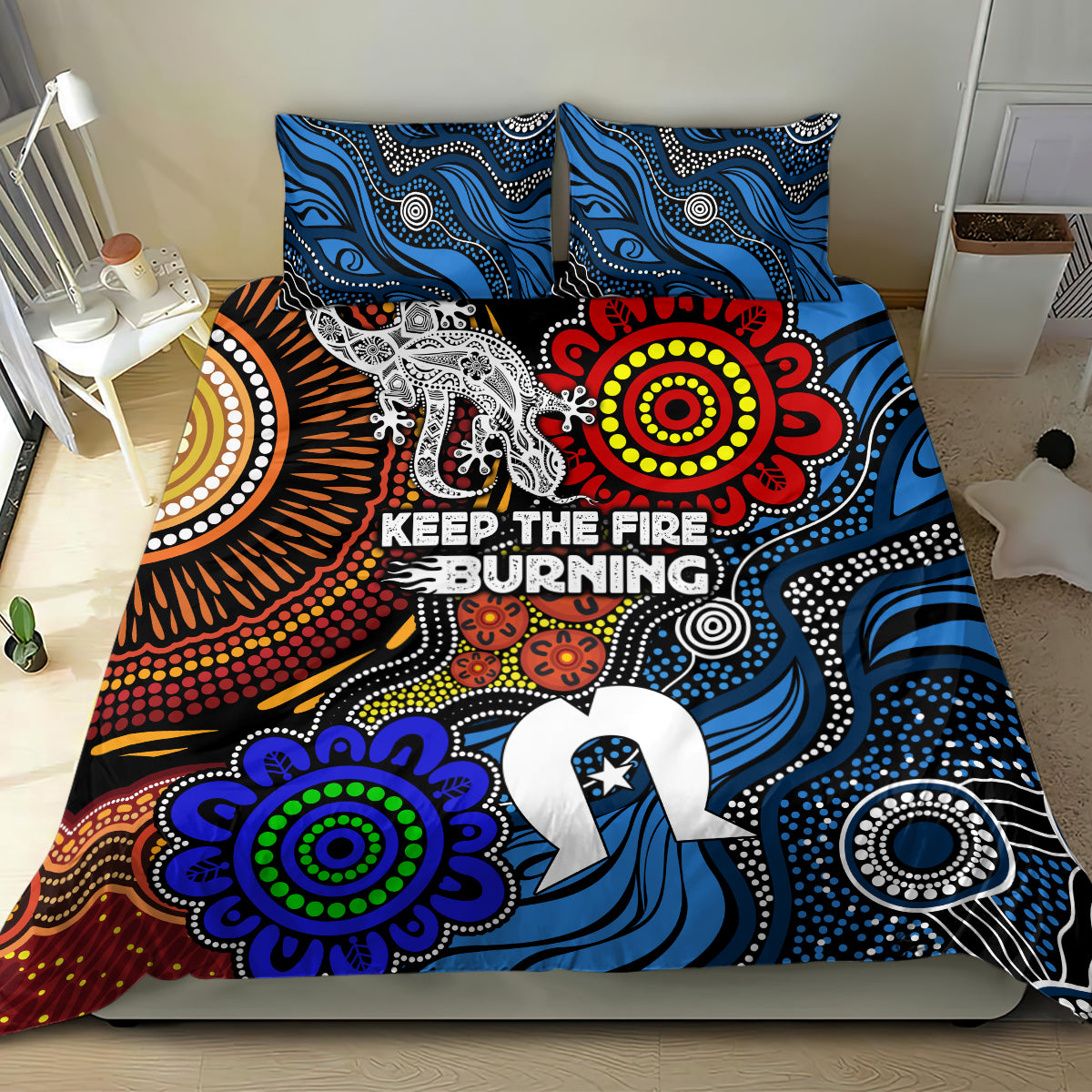 NAIDOC Week 2024 Indigenous Bedding Set Keep The Fire Burning - Vibe Hoodie Shop