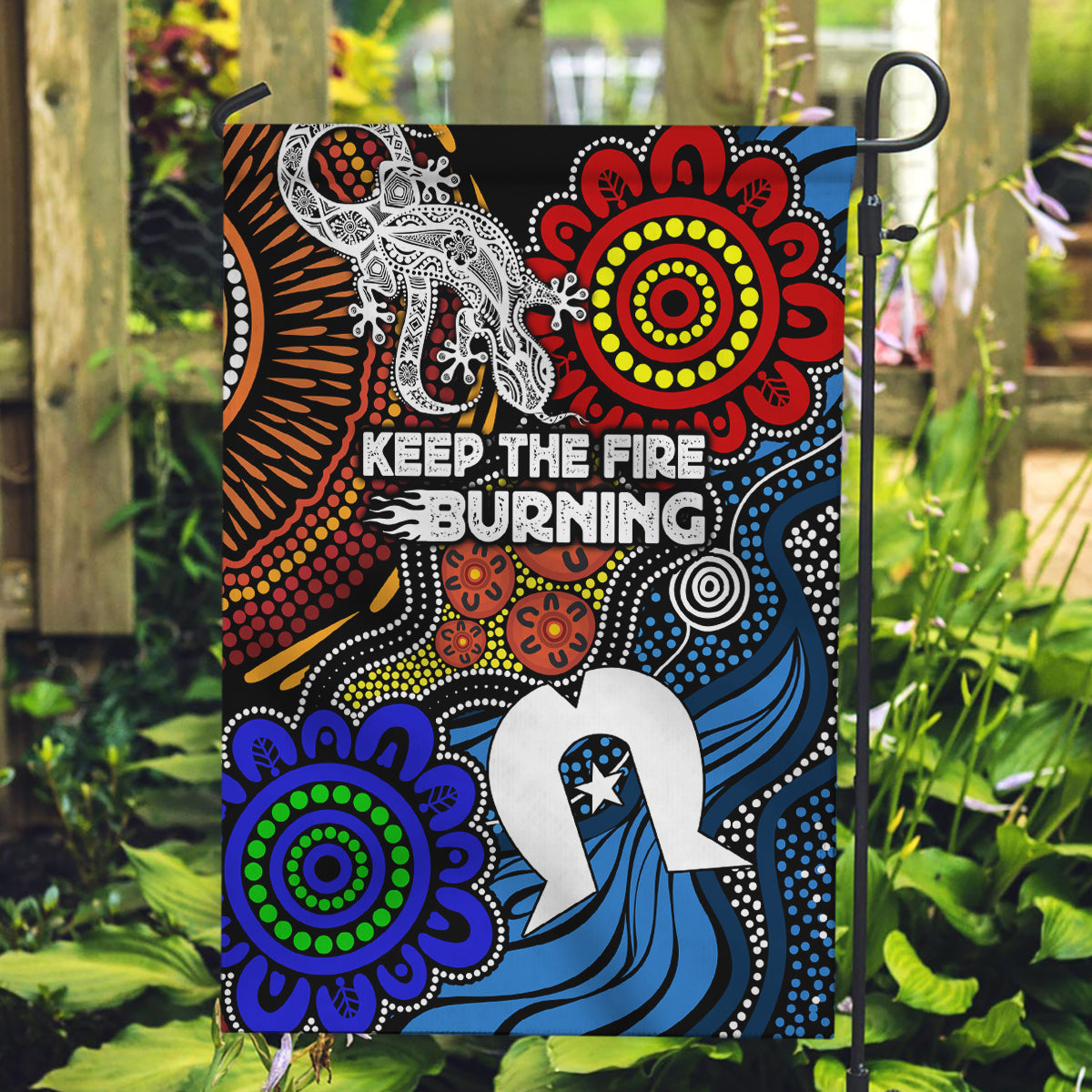 NAIDOC Week 2024 Indigenous Garden Flag Keep The Fire Burning - Vibe Hoodie Shop
