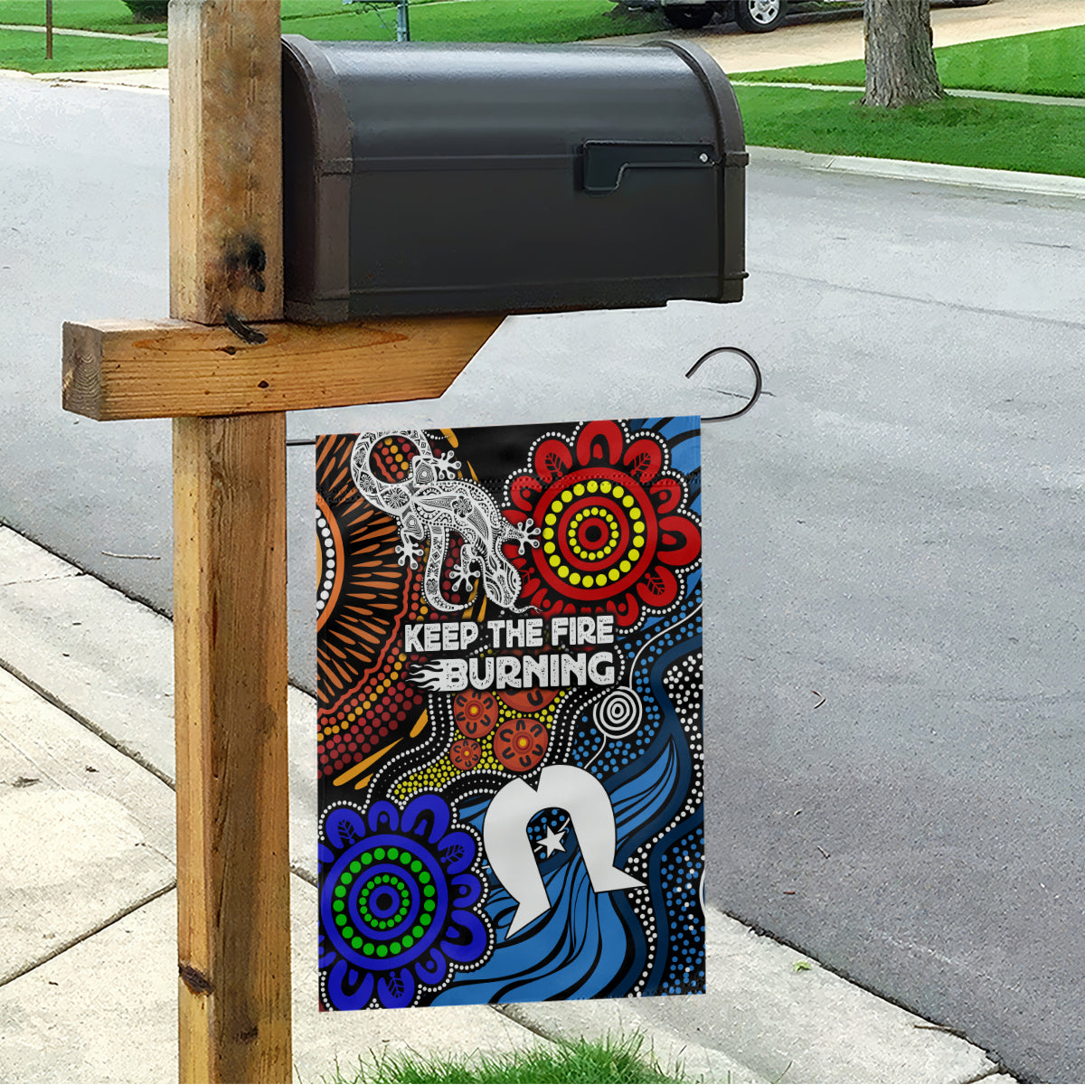 NAIDOC Week 2024 Indigenous Garden Flag Keep The Fire Burning - Vibe Hoodie Shop