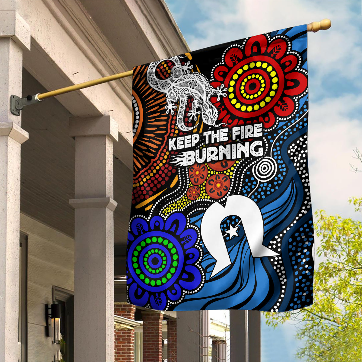 NAIDOC Week 2024 Indigenous Garden Flag Keep The Fire Burning - Vibe Hoodie Shop