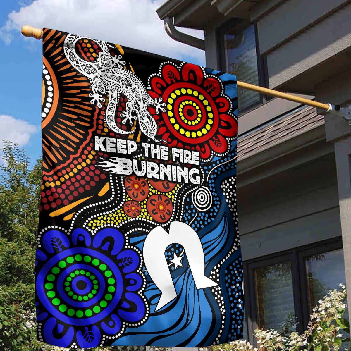 NAIDOC Week 2024 Indigenous Garden Flag Keep The Fire Burning - Vibe Hoodie Shop