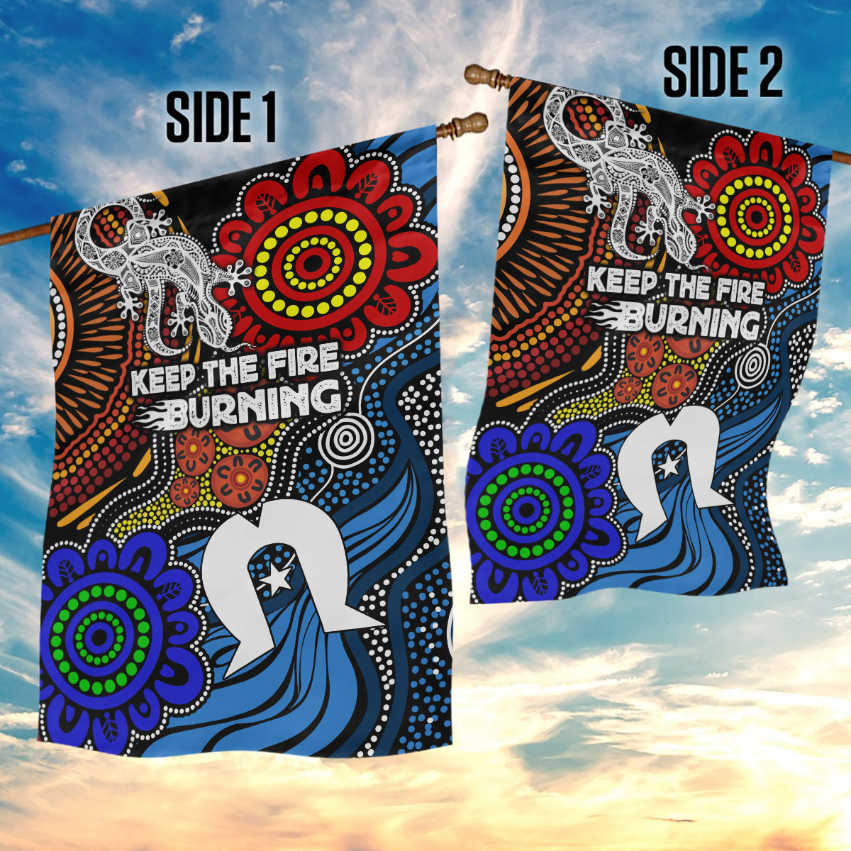 NAIDOC Week 2024 Indigenous Garden Flag Keep The Fire Burning - Vibe Hoodie Shop