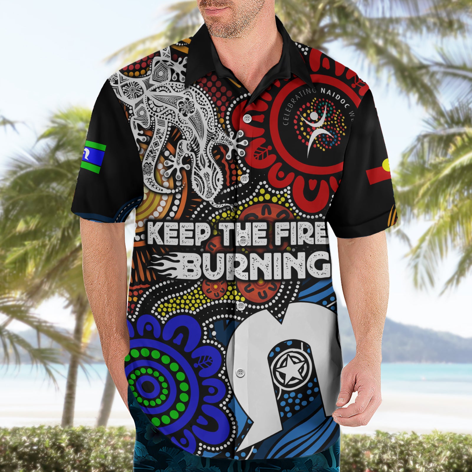 NAIDOC Week 2024 Indigenous Hawaiian Shirt Keep The Fire Burning - Vibe Hoodie Shop