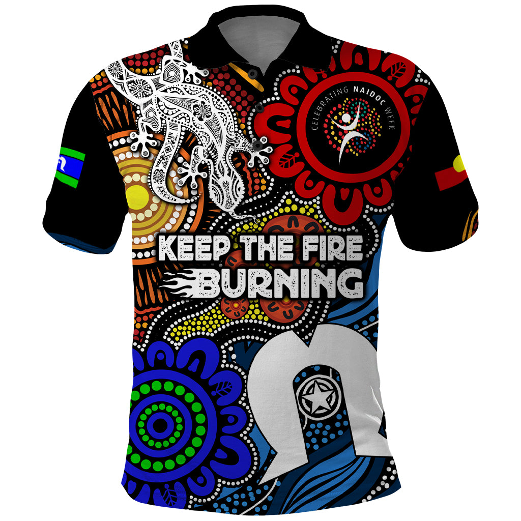 NAIDOC Week 2024 Indigenous Polo Shirt Keep The Fire Burning - Vibe Hoodie Shop