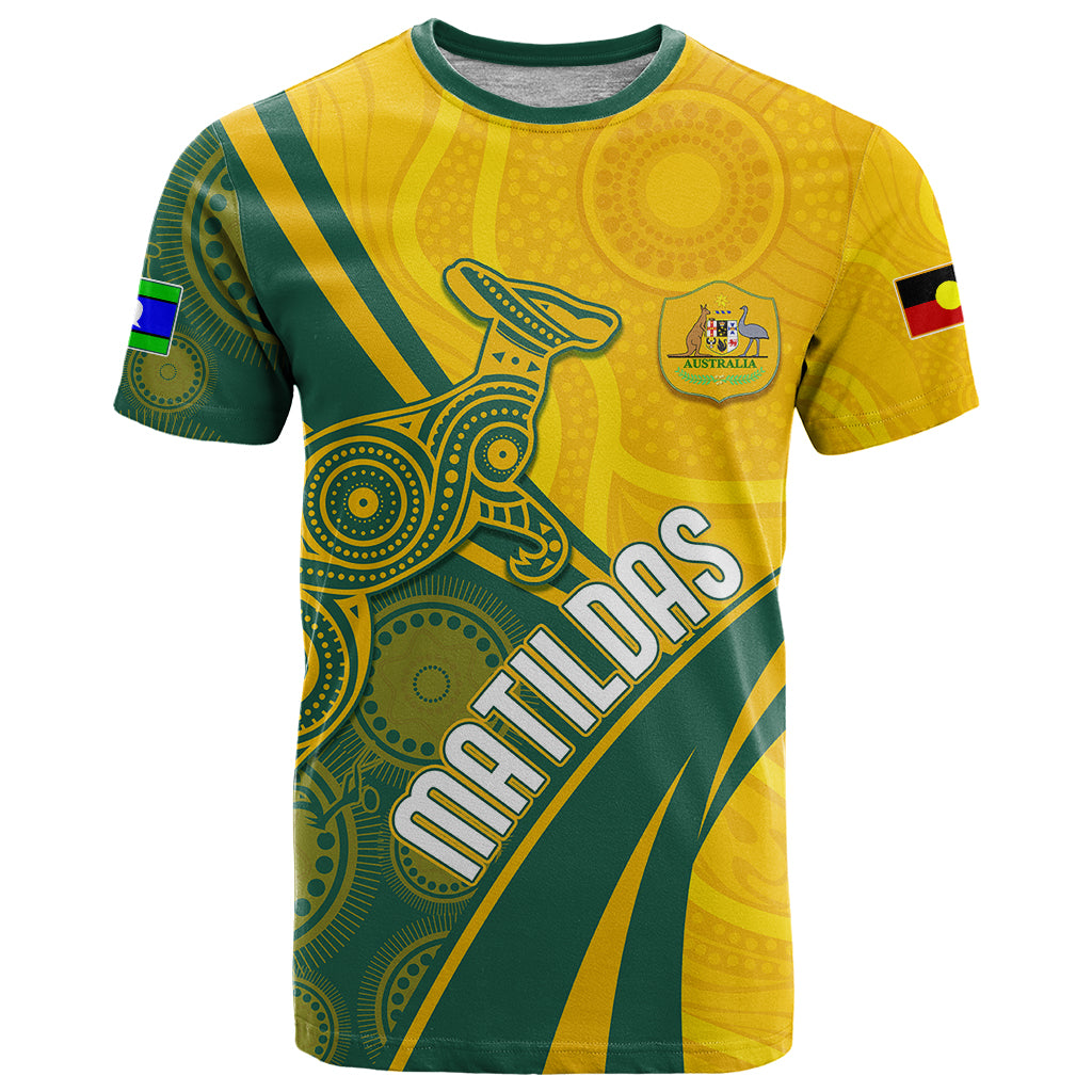 Personalised Australia Soccer Matildas Indigenous T Shirt World Cup 2023 - Vibe Hoodie Shop