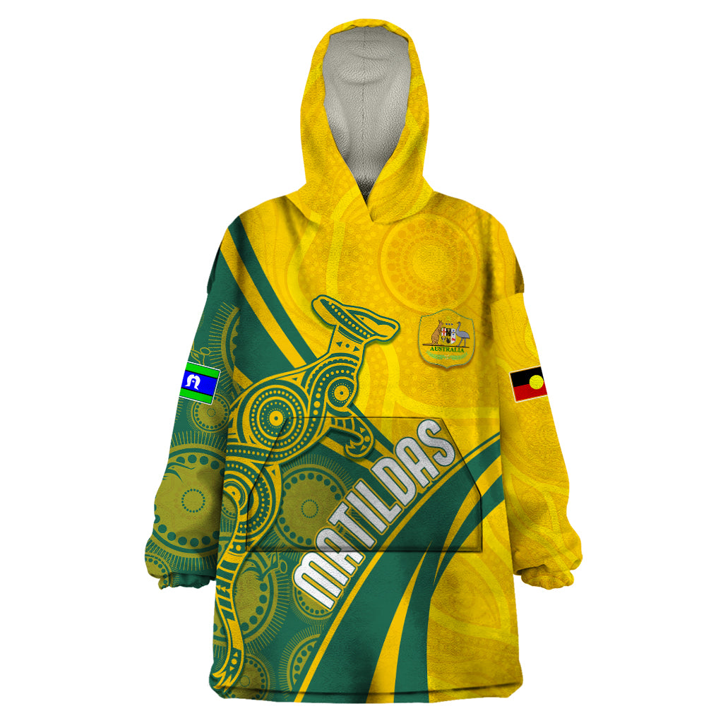 Personalised Australia Soccer Matildas Indigenous Wearable Blanket Hoodie World Cup 2023 - Vibe Hoodie Shop