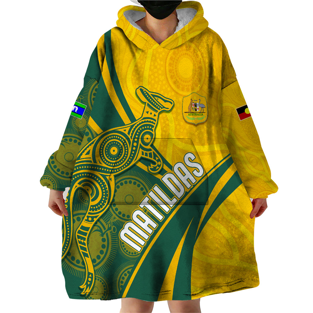 Personalised Australia Soccer Matildas Indigenous Wearable Blanket Hoodie World Cup 2023 - Vibe Hoodie Shop