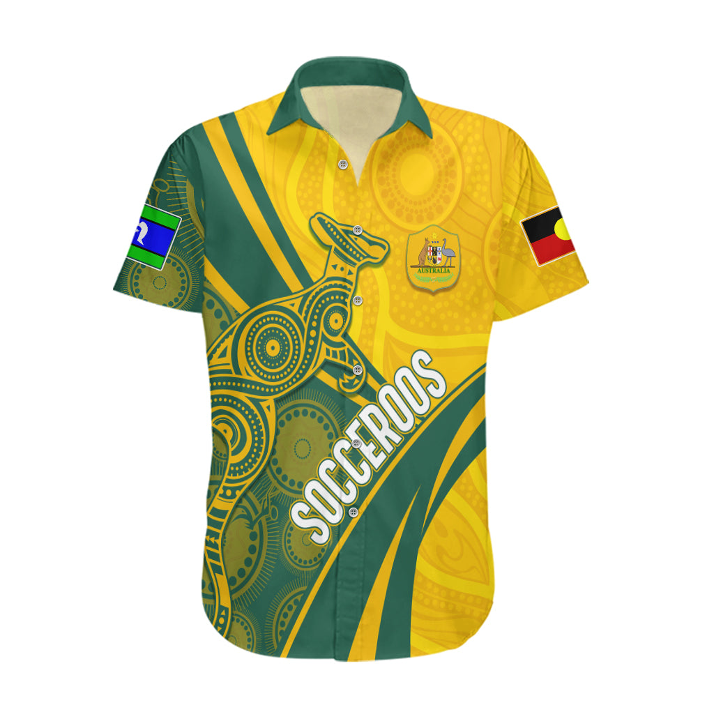 Personalised Australia Soccer Socceroos Indigenous Hawaiian Shirt World Cup 2023 - Vibe Hoodie Shop
