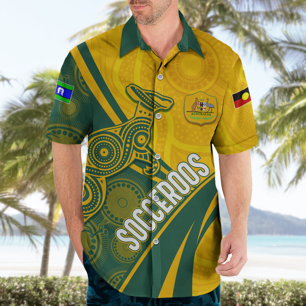 Personalised Australia Soccer Socceroos Indigenous Hawaiian Shirt World Cup 2023 - Vibe Hoodie Shop