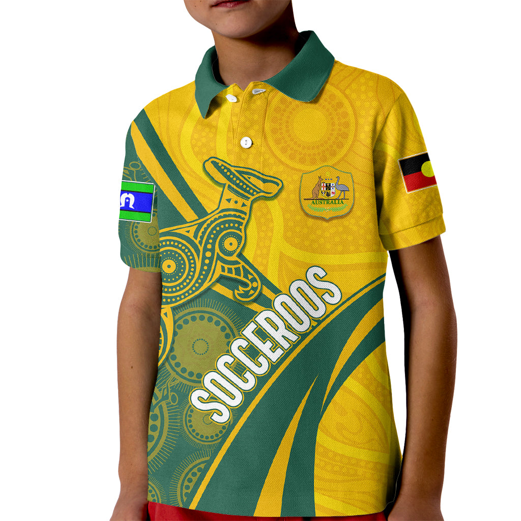 Personalised Australia Soccer Socceroos Indigenous Kid Polo Shirt World Cup 2023 - Vibe Hoodie Shop