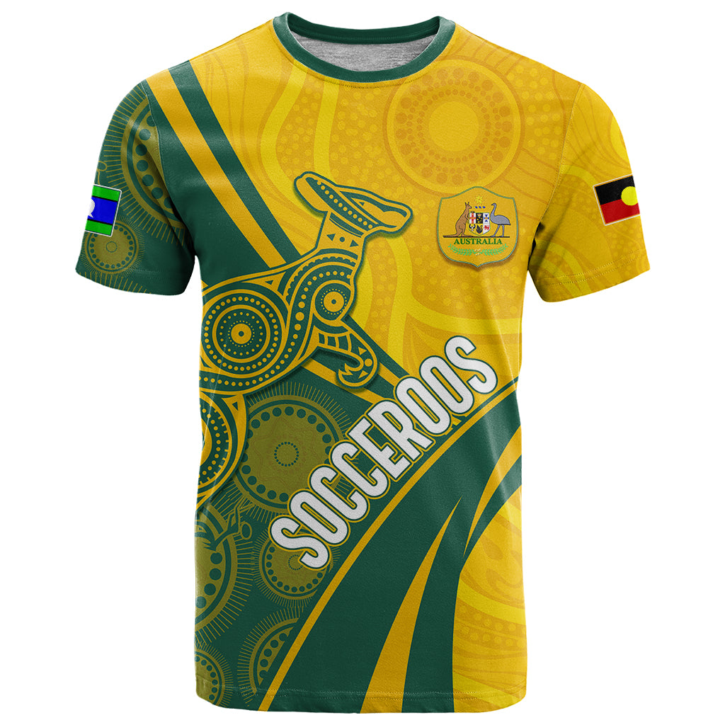 Personalised Australia Soccer Socceroos Indigenous T Shirt World Cup 2023 - Vibe Hoodie Shop