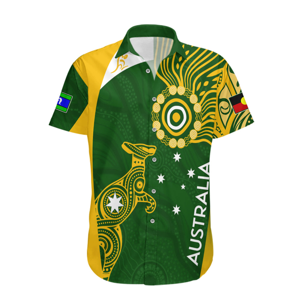 Personalised Australia Indigenous Hawaiian Shirt Wallabies Champions Rugby World Cup 2023 - Vibe Hoodie Shop