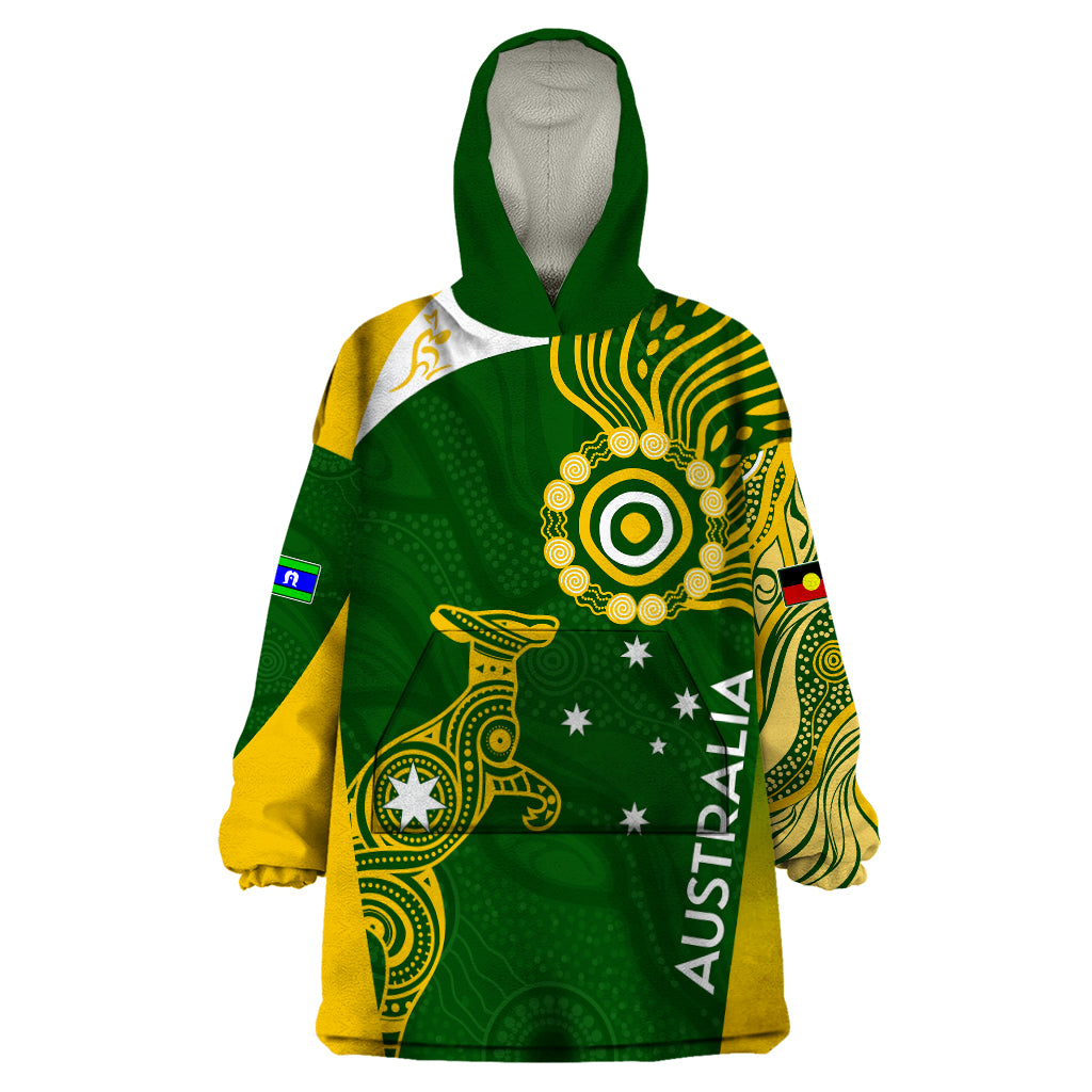 Personalised Australia Indigenous Wearable Blanket Hoodie Wallabies Champions Rugby World Cup 2023 - Vibe Hoodie Shop