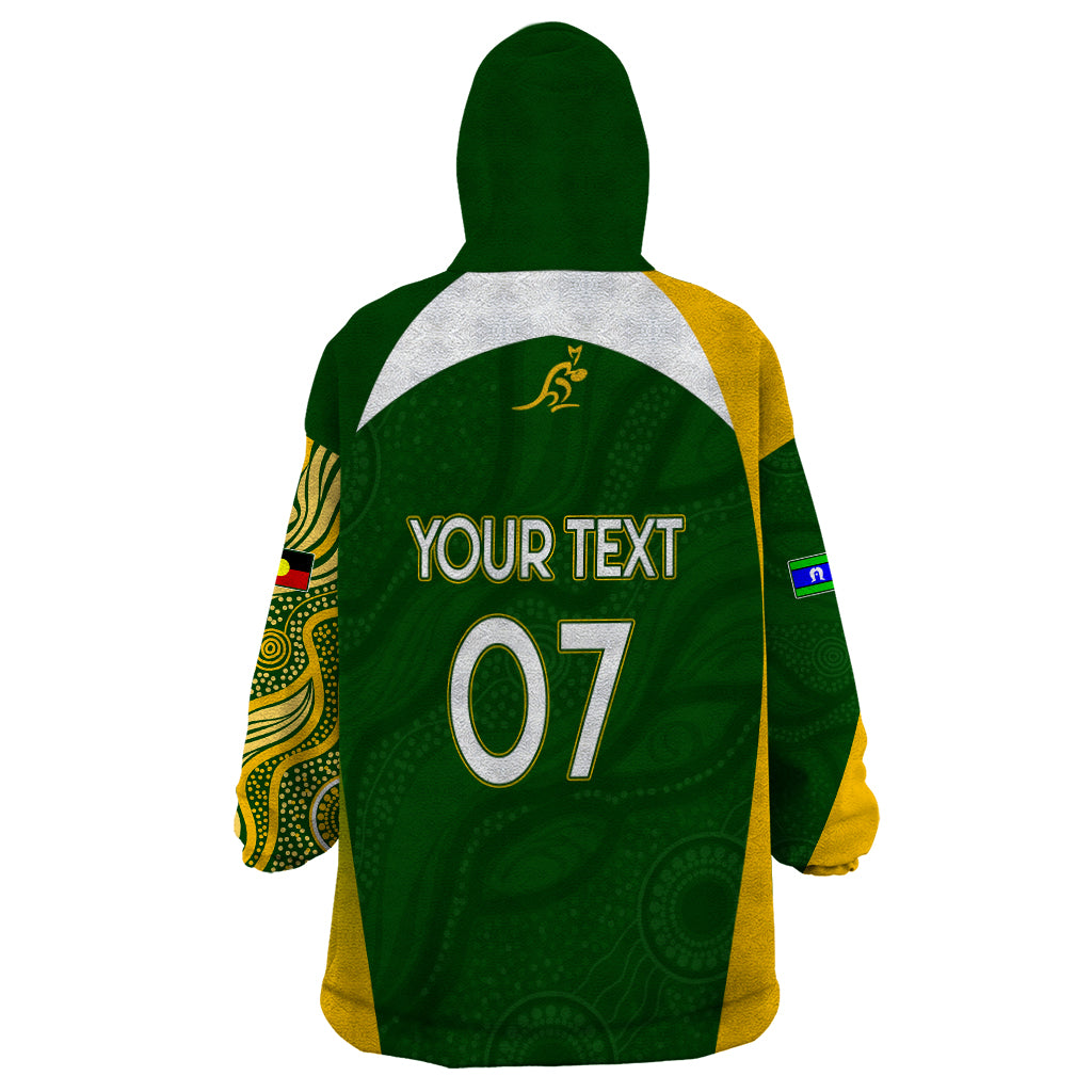 Personalised Australia Indigenous Wearable Blanket Hoodie Wallabies Champions Rugby World Cup 2023 - Vibe Hoodie Shop