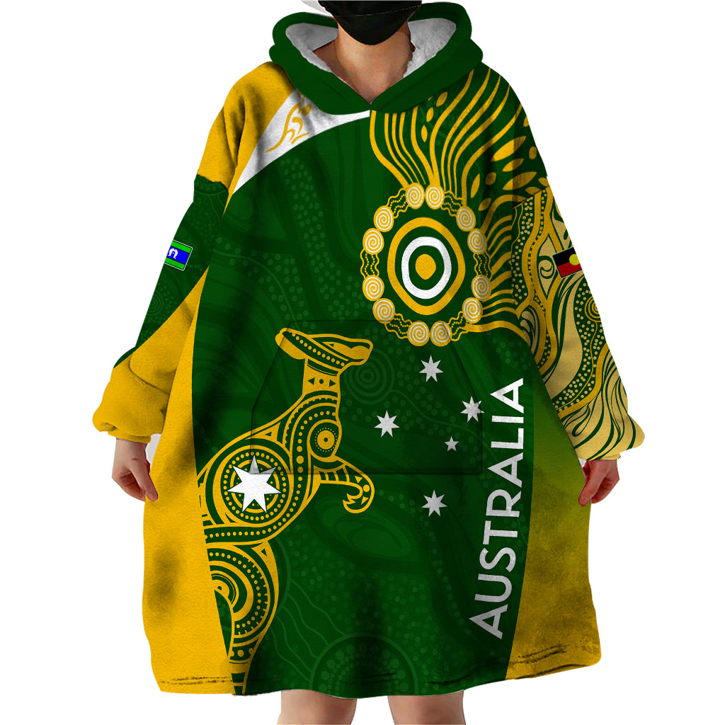 Personalised Australia Indigenous Wearable Blanket Hoodie Wallabies Champions Rugby World Cup 2023 - Vibe Hoodie Shop