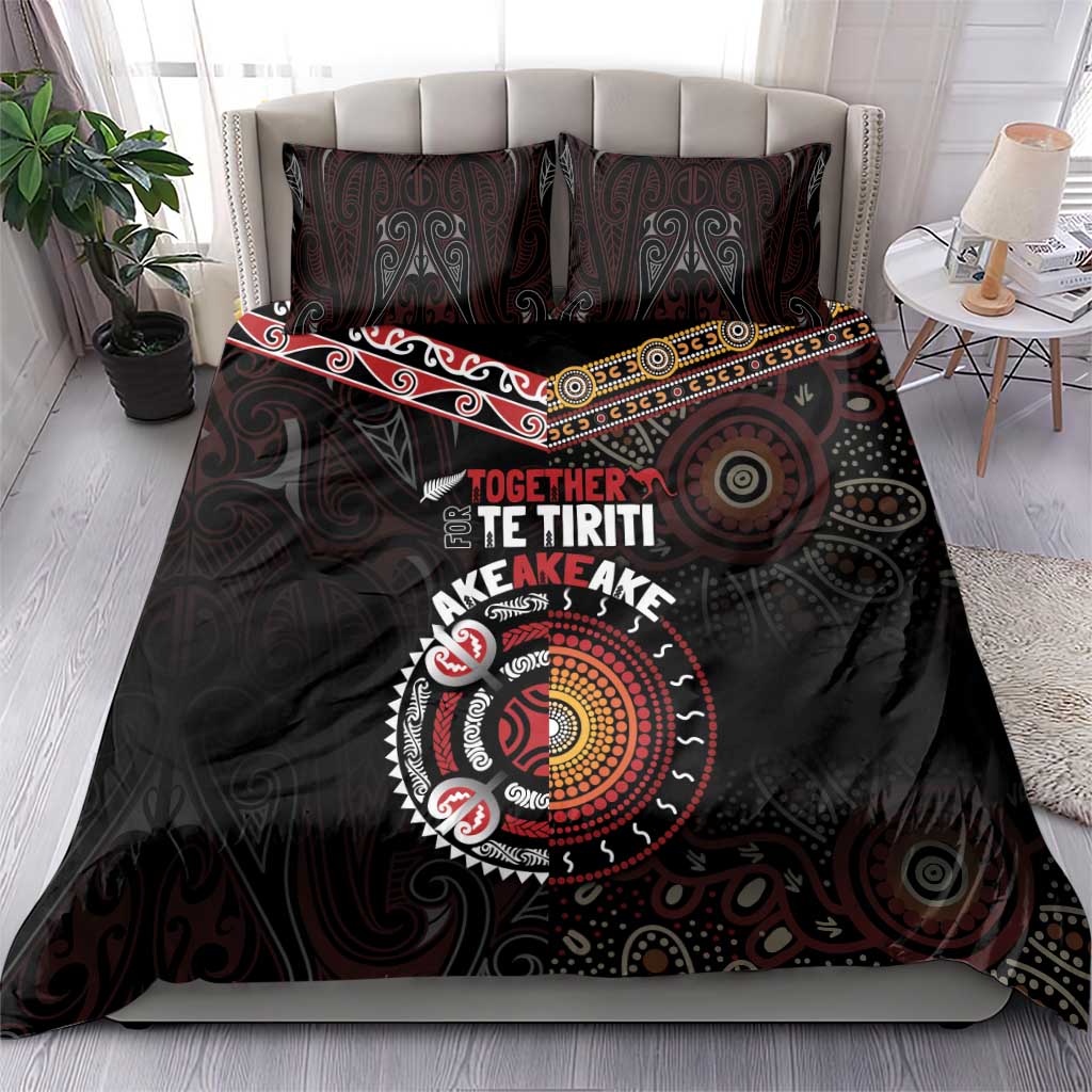 Aotearoa and Australia Indigenous Bedding Set Stand Together For Te Tiriti - Vibe Hoodie Shop